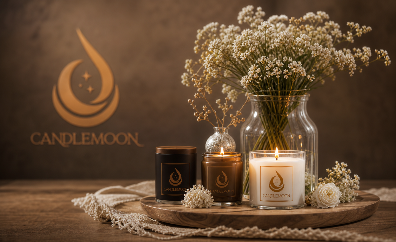Candlemoon event candles and florals